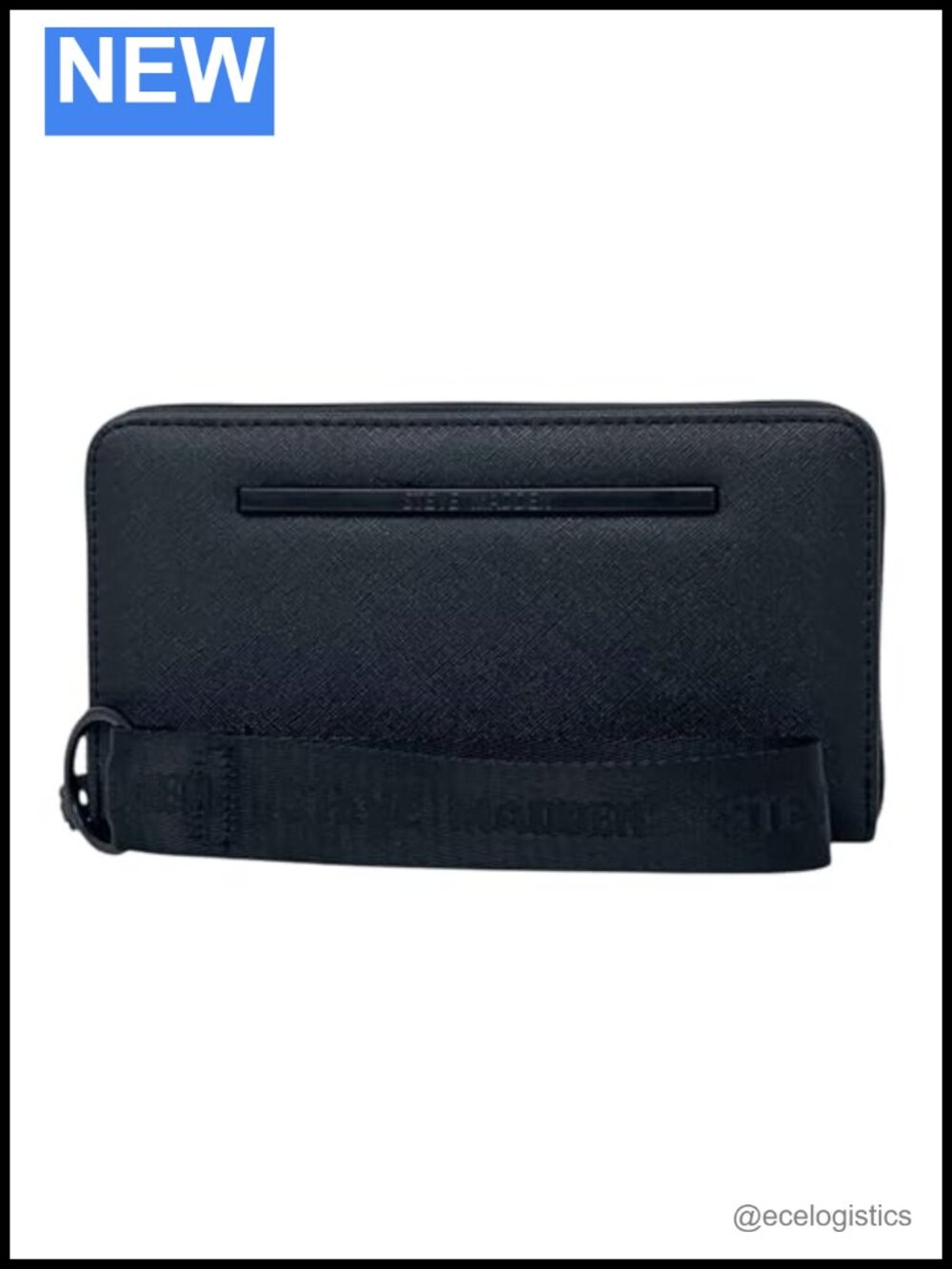 Faux Leather Zip Around Wristlet Clutch Wallet with Strap